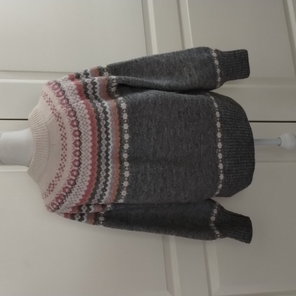 Cupcake Clothing Ltd sweater large riddari pattern gray ivory pink mock collar - Picture 4 of 9